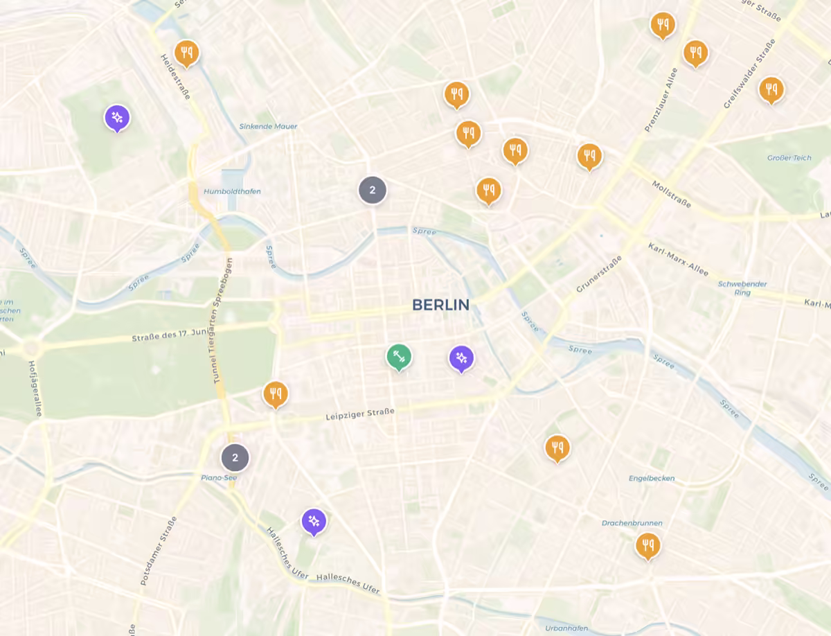 The Longevity Map with saunas, tracks and clinics